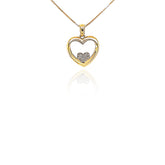 תליון זהב לב משובץ בתוך לב